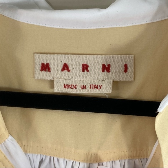 Marni Made in Italy White Tan Buttoned Front Poplin Midi Shirt Dress Sz 6 (42) - Picture 9 of 15